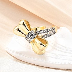 Латунные кольца-манжеты с микропаве и прозрачным цирконием для женщин RJEW-U051-01B-G