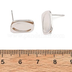 シェグレース 真鍮製スタッドピアス金具  長方形  カン付き  カドミウムフリーと鉛フリー＆ニッケルフリー  プラチナ  14x11mm  穴：1mm  ピン：11.5x0.8mm&nbsp;XGRQ6M688-906P