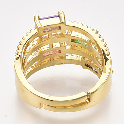 Регулируемые латунные кольца из микро-паве циркония RJEW-S044-005