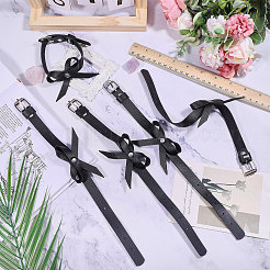 3 пара регулируемых браслетов на лодыжку из искусственной кожи с бантом&nbsp;AJEW-PH0007-82