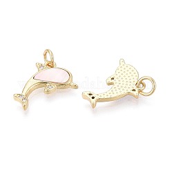 Pendenti in zirconi cubici trasparenti in micro pavè di ottone&nbsp;KK-T080-72G