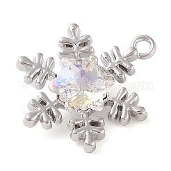 ラインストーン ペンダント付き合金  スノーフレーク  プラチナ  ホワイト  15x5.4mm  穴：1.5mm&nbsp;ALRI-U001-02F-02