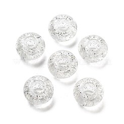 クリアアクリルヨーロピアンビーズ  大穴ビーズ  光り輝く粉  ロンデル  ミックスカラー  14x8.5mm  穴：5.5mm  約537個/500g&nbsp;TACR-P009-A01