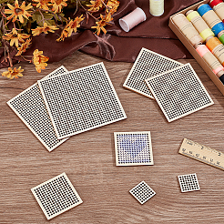 4種類のスタイルの木製刺繍ボード8個  正方形  湯通しアーモンド  50.5~101.5x50.5~101.5x3mm  2個/スタイル&nbsp;DIY-BC0014-92
