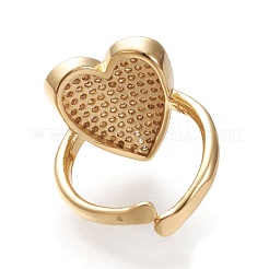 Регулируемые латунные кольца микро манжеты из прозрачного циркония RJEW-I070-01G