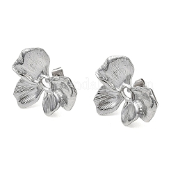 バレンタインデー用 304ステンレススチール製スタッドピアス（女性用）  花  ステンレス鋼色  19x22.5mm&nbsp;EJEW-K332-02P