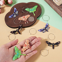 4ペア4色の蝶合金とアクリルフープピアス  ゴールドカラー  ミックスカラー  55x45mm  1対/カラー&nbsp;EJEW-TA0001-88B