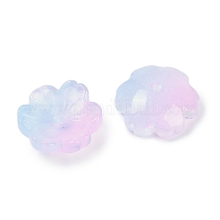 透明スプレーペイントガラスビーズ  花  ライトブルー  14x14x5mm  穴：1.5mm&nbsp;X1-GLAA-H035-04F
