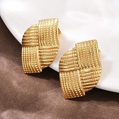 Серьги-гвоздики из плетеной нержавеющей стали 304&nbsp;EJEW-I320-08G