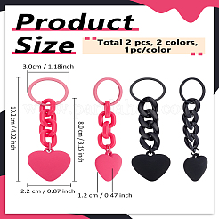 2 шт. 2-цветные брелки из акрила в форме сердца&nbsp;KEYC-LP0001-69
