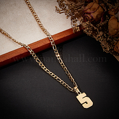 1 шт. 304 нержавеющая сталь Фигаро цепочка ожерелье с подвеской в виде цифры&nbsp;NJEW-BBC0001-28E-G