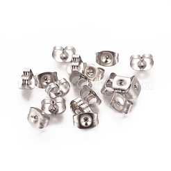 304ステンレススチール製イヤーナット  ポスト イヤリングのバタフライ イヤリング バック  ステンレス鋼色  4.5x6x3.5mm  穴：1mm&nbsp;STAS-WH0014-16P