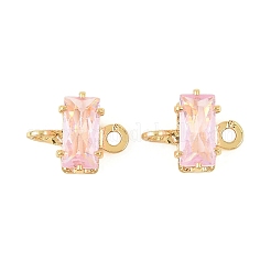 Прямоугольные подвески-коннекторы из латуни с инкрустацией кубическим цирконием&nbsp;KK-P347-06G-02