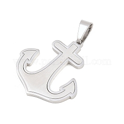 304ステンレスペンダント  チャームアンカー  ブラシ仕上げ  ステンレス鋼色  32x29.5x2.5mm  穴：9x5mm&nbsp;STAS-B137-01P