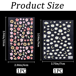2 шт. 2 стиля цветочного узора пластиковые рельефные наклейки для ногтей&nbsp;MRMJ-CP0001-35