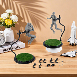 2袋の模造草調節可能なプラスチックアクションフィギュアディスプレイ  フラットラウンド  グリーン  10.6x19.5cm&nbsp;ODIS-FG0002-29B