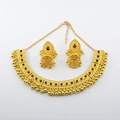 Комплекты из ожерелий и серег-подвесок в этническом стиле со стразами из сплава&nbsp;FS-WG1CE2C-01