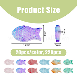 220шт 11 цвета прозрачные окрашенные распылением стеклянные бусины GLAA-DC0001-22