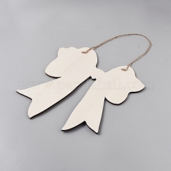Panneau suspendu en bois avec nœud papillon&nbsp;AJEW-WH20019-101