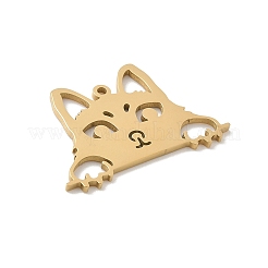304ステンレスペンダント  中空の猫の形チャーム  ゴールドカラー  20x30x1.5mm  穴：1.5mm&nbsp;STAS-F326-08A-G