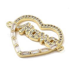 Подвески-шармы с микропаве из прозрачного кубического циркония в форме сердца из латуни&nbsp;KK-CJC0013-14D-G-RS
