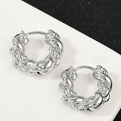 Серьги-кольца из латуни с кубическим цирконием EJEW-Q016-18P