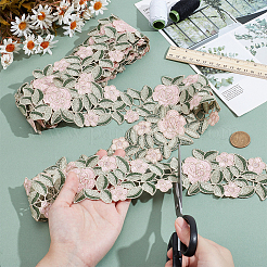 Кружевная отделка из полиэстера с цветочной вышивкой OCOR-WH0090-88