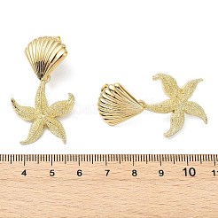 Ozean 304 Edelstahl und Messing Ohrstecker mit Anhänger&nbsp;EJEW-JE07107-02