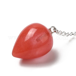 Pendules de radiesthésie en verre de quartz cerise&nbsp;G-R492-01S-05