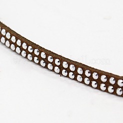 2列プラチナアルミニウムスタッズフェイクスエードコード  フェイクレース  ココナッツブラウン  5x2mm  約20ヤード/ロール&nbsp;LW-D005-02P