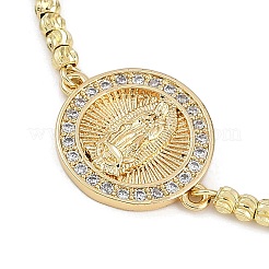 Pulseras deslizantes de latón con micro pavé de circonitas cúbicas con temática de la Virgen María para mujer&nbsp;BJEW-U013-02G-04