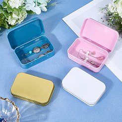 4 шт. двухцветные железные шкатулки для хранения ювелирных изделий с откидной крышкой CON-SP0001-19