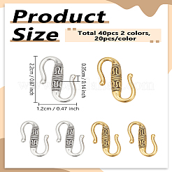 40 шт. 2-х цветные застежки-крючки из сплава в тибетском стиле&nbsp;FIND-LP0008-34