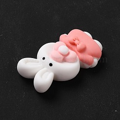 オペーク樹脂カボション  うさぎ型ミニ扇風機  鮭色  30x16x7.5mm&nbsp;DIY-K057-31