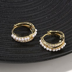 Двухслойные латунные серьги-кольца с микропаве из прозрачных кубических цирконий.&nbsp;EJEW-C181-03G