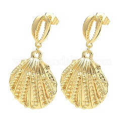 Серьги-гвоздики из латуни в форме ракушки EJEW-F389-01G