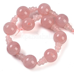 Fili di perline guru in quarzo rosa naturale a 3 foro&nbsp;G-H064-E01-02