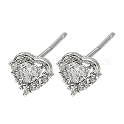 Женские серьги-гвоздики из латуни с микропаве и прозрачным кубическим цирконием&nbsp;EJEW-F403-04P