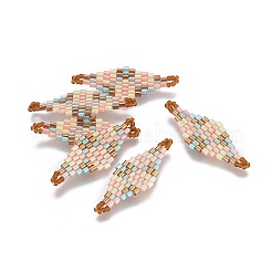 MIYUKI＆TOHO手作り日本のシードビーズリンク  織機模様  菱形  桃パフ  32.5~33x12.6~13x1.7~1.8mm  穴：1.2~1.4mm&nbsp;SEED-E004-I03
