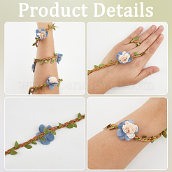 6 шт. 3 стиля полиэстеровых и льняных соломенных шляпных лент с цветочным узором из ротанга AJEW-CN0004-39