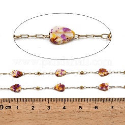 Cadenas de eslabones hechas a mano de acero inoxidable y cuentas de concha natural&nbsp;SA-CBA6C37-01G-03