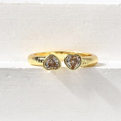 Манжеты из латуни с микро паве кубический цирконий для женщин&nbsp;RJEW-F181-09G-01