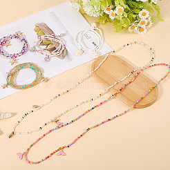 6 шт. 6 стиля стеклянных бусин эластичные цепочки на талию для женщин AJEW-CY0001-17