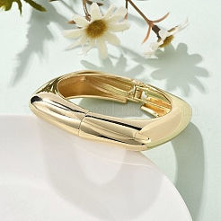 女性用合金ヒンジ付きバングル  幾何学的な正方形  ゴールドカラー  1/2インチ（1.35cm）  内径：2-1/4インチ（5.65cm）&nbsp;BJEW-D312-02G
