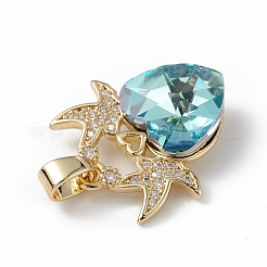 Настоящие 18-каратные позолоченные подвески из латуни с микропаве из кубического циркония&nbsp;KK-C015-03G-16