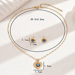 Винтажный комплект из 201 нержавеющей стали и пластика в форме сердца с отпугивателем сглаза JC7248