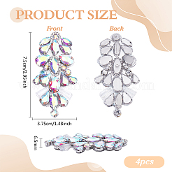 4 pieza de rhinestone de vidrio con fijación por calor en forma de flor&nbsp;DIY-FG0010-63B