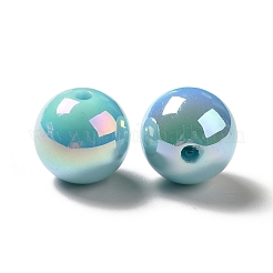 UVメッキレインボー虹色アクリルビーズ  ラウンド  空色  15~15.5x15.5~16mm  穴：2.7mm&nbsp;X-PACR-D070-01I