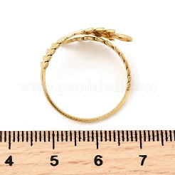 304ステンレススチール製調節可能な女性用オープンカフリング  葉  ゴールドカラー  内径：19mm&nbsp;RJEW-U062-01B-G