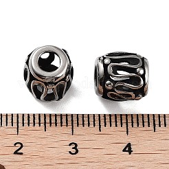 316サージカルステンレスビーズ  バレル  アンティークシルバー  9.6x9mm  穴：4mm&nbsp;STAS-K276-10B-AS